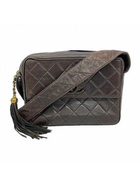 Chanel Shoulder Bag Quilted Lambskin Black Gold